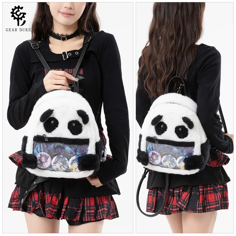 Kawaii Panda Plush Ita Bag, Backpack Ita Bag with Transparent Pocket Furry Bag for Anime Pins, Badges and Collectibles Display
Kawaii Panda Plush Ita Bag, Backpack Ita Bag with Transparent Pocket Furry Bag for Anime Pins, Badges and Collectibles Display