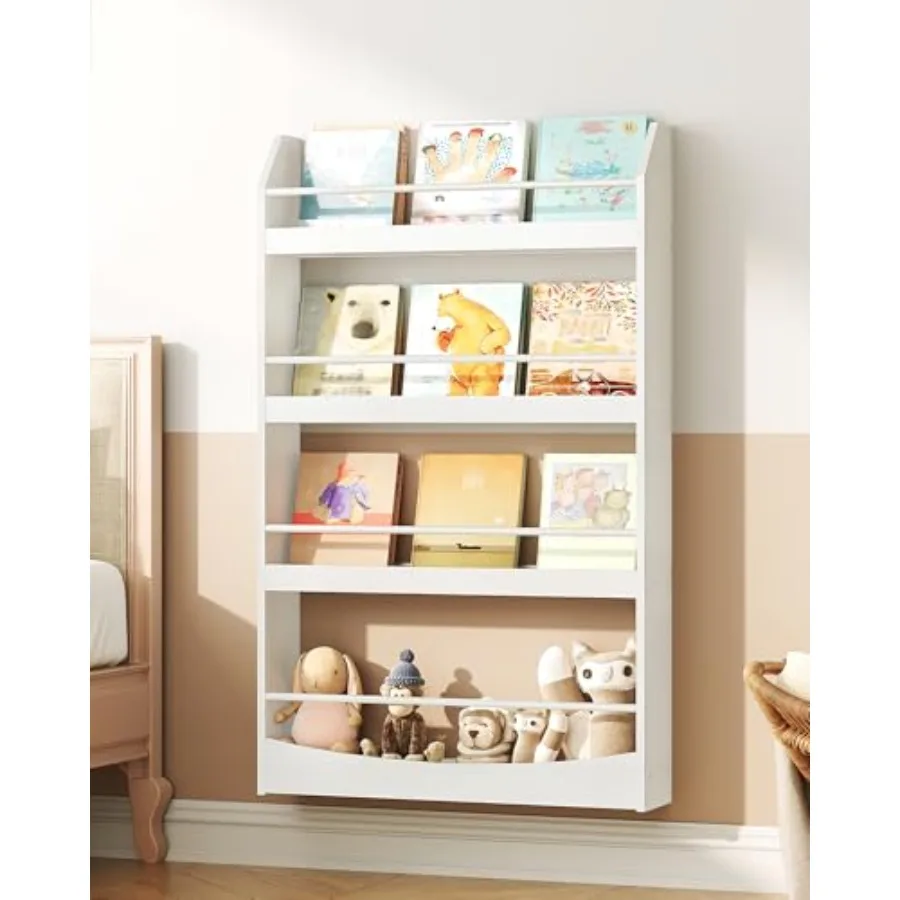Bookshelf, Wall Mounted Bookshelf, 4-Tier Nursery Book Shelves, Book Shelf for Room, Bedroom, Livg Room, Playroom, White MCW13W
Bookshelf, Wall Mounted Bookshelf, 4-Tier Nursery Book Shelves, Book Shelf for Room, Bedroom, Livg Room, Playroom, White MCW13W