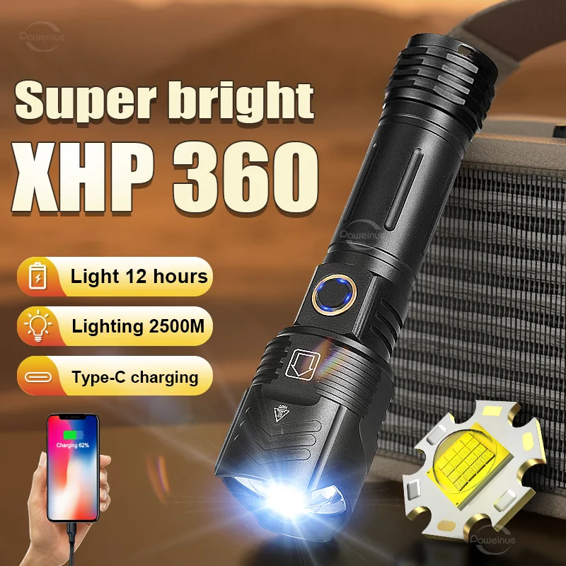 Сверхмощный светодиодный фонарь 1000000LM XHP360, мощный светодиодный фонарик, перезаряжаемая светодиодная лампа 18650, фонарь для работы на открытом воздухе и кемпинга
Сверхмощный светодиодный фонарь 1000000LM XHP360, мощный светодиодный фонарик, перезаряжаемая светодиодная лампа 18650, фонарь для работы на открытом воздухе и кемпинга