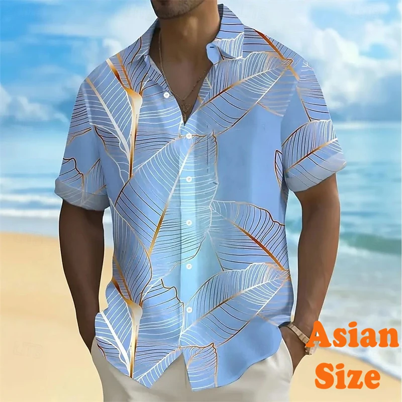 Gold Leaves Print Summer Hawaiian Shirts For Men Lapel Short Sleeve Breathable Popular Street Summer Leisure Trend Blouse Top
Gold Leaves Print Summer Hawaiian Shirts For Men Lapel Short Sleeve Breathable Popular Street Summer Leisure Trend Blouse Top