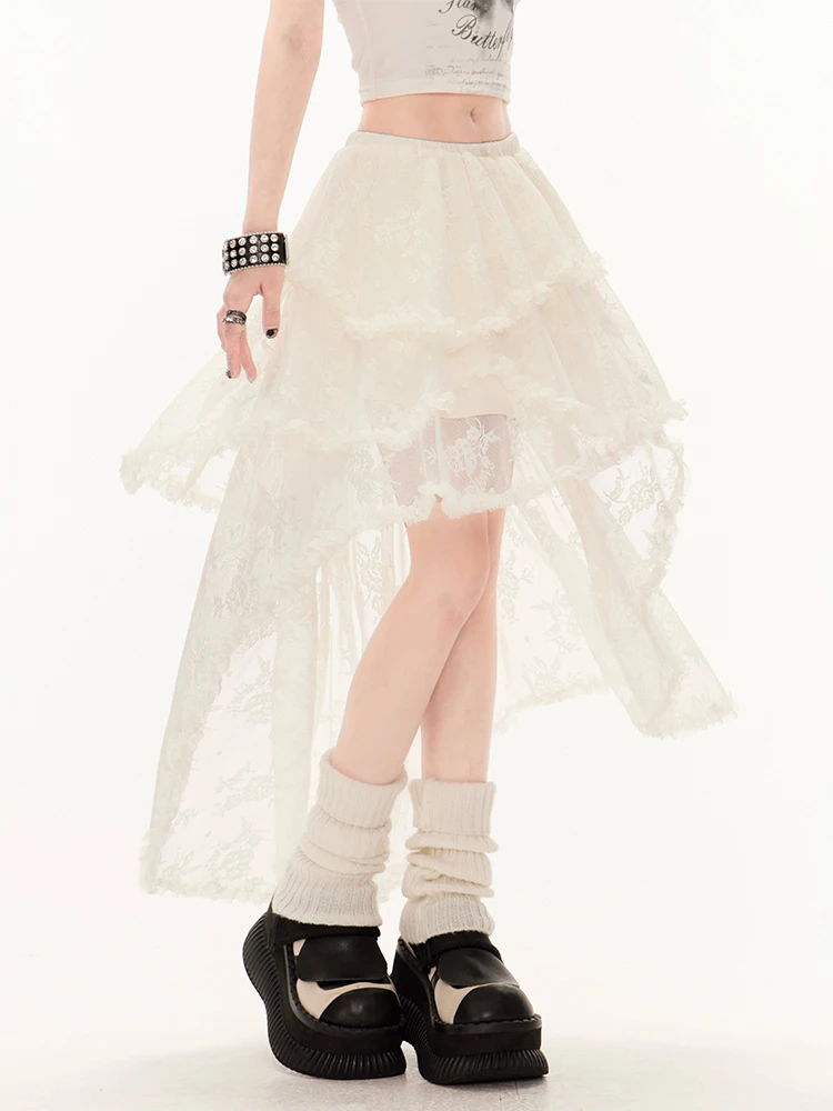 Asymmetric Irregular Lace Half Skirt Women's Summer Side Slit Atmosphere White Midi Cake Skirt High Waist Polyester Fiber
Asymmetric Irregular Lace Half Skirt Women's Summer Side Slit Atmosphere White Midi Cake Skirt High Waist Polyester Fiber