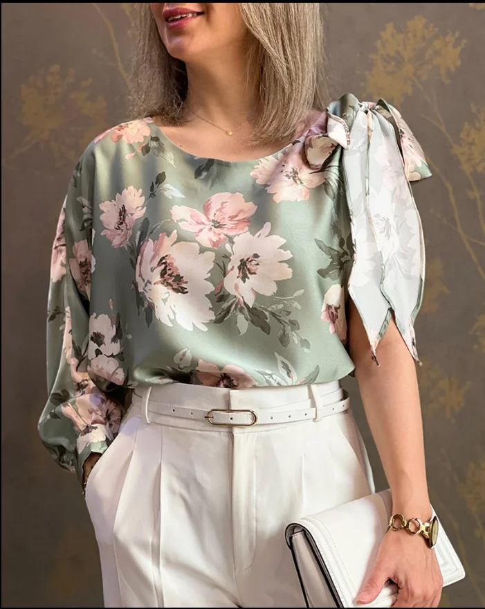 Women's Top Fashion 2025 Floral Print One Shoulder Tied Detail Blouse Casual Looose Fit Top Simple Commuting Style Elegant Top
Women's Top Fashion 2025 Floral Print One Shoulder Tied Detail Blouse Casual Looose Fit Top Simple Commuting Style Elegant Top