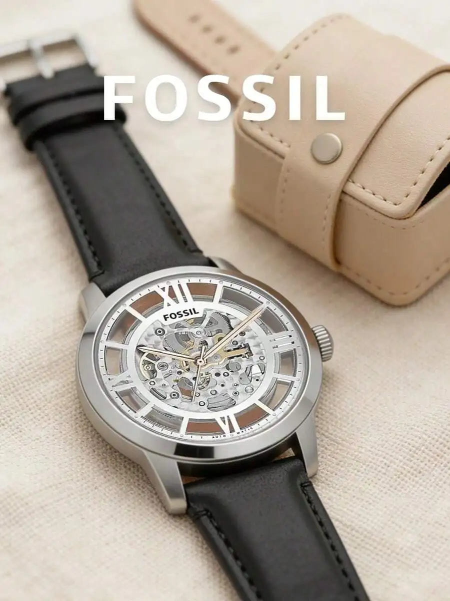 Fossil Men's Automatic Mechanical Watch Silver-Tone Stainless Steel Case Skeleton Dial Roman Numerals Black Leather Strap
Fossil Men's Automatic Mechanical Watch Silver-Tone Stainless Steel Case Skeleton Dial Roman Numerals Black Leather Strap