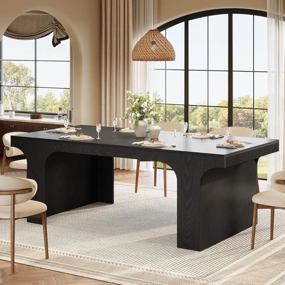 71-Inch Large Dining Table or 6-8, armhouse Wooden Kitchen Table with Arched Design, Recular Dining urniture with Double Pedesta
71-Inch Large Dining Table or 6-8, armhouse Wooden Kitchen Table with Arched Design, Recular Dining urniture with Double Pedesta