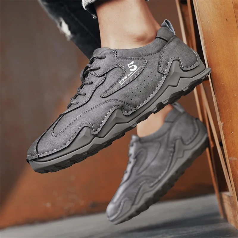 Мужские кожаные повседневные кроссовки на шнуровке для весны и осени, уличные спортивные туфли на плоской подошве
Мужские кожаные повседневные кроссовки на шнуровке для весны и осени, уличные спортивные туфли на плоской подошве