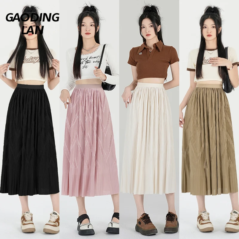 GAODINGLAN Elegant Slim Fit Fold A Lnie Women Skirt Elastic High Waist Solid Color Female Long Skirts Versatile Pleated Skirt
GAODINGLAN Elegant Slim Fit Fold A Lnie Women Skirt Elastic High Waist Solid Color Female Long Skirts Versatile Pleated Skirt