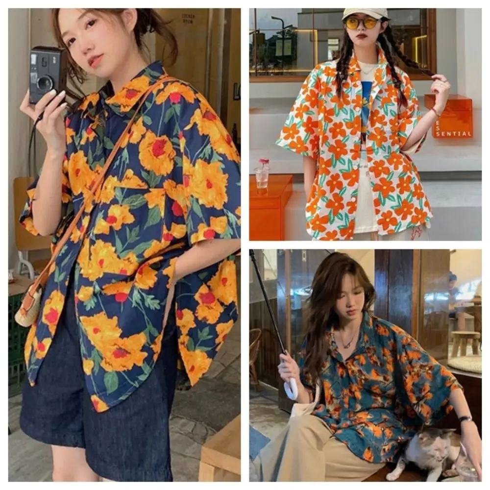 Fashion V-neck Floral Short Sleeve Shirts Y2K Button Up Flower Blouse Women Loose Streetwear Sweet Girls Shirts Female
Fashion V-neck Floral Short Sleeve Shirts Y2K Button Up Flower Blouse Women Loose Streetwear Sweet Girls Shirts Female