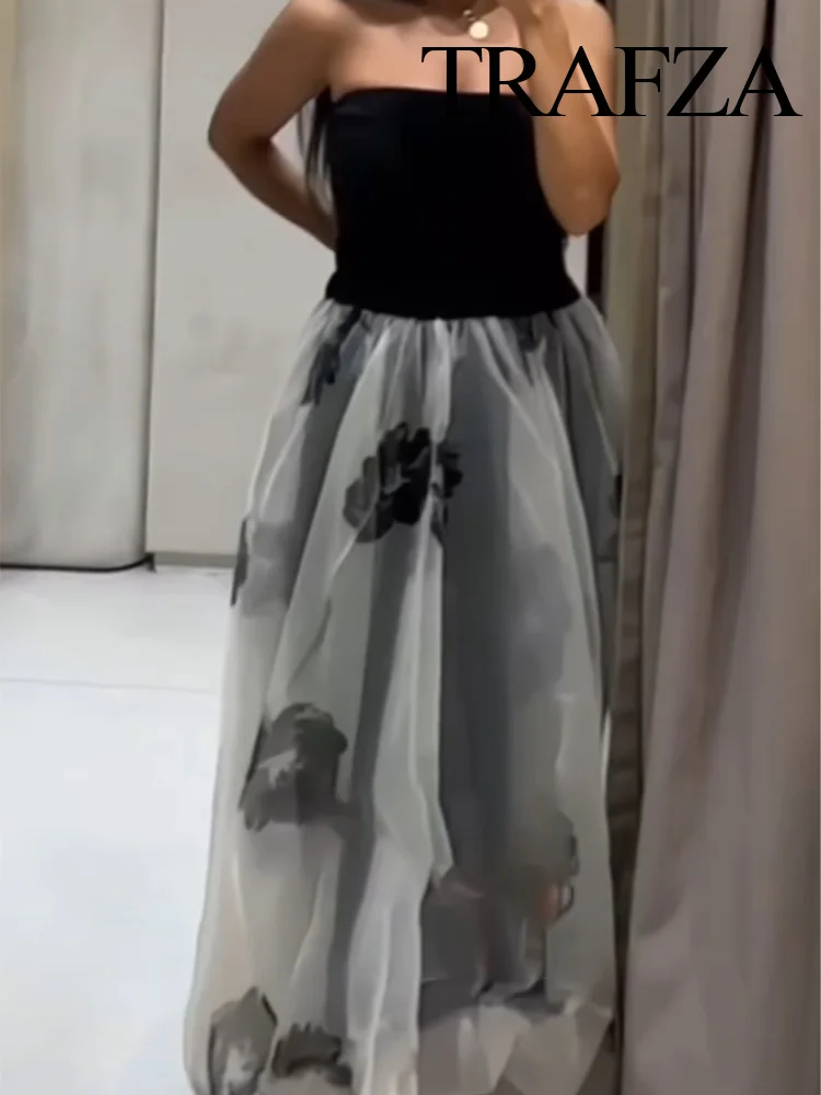 TRAFZA Women 2025 Fashion Simple Printed Transparent Hard Yarn Skirt Summer Female Elegant Elastic Waist Pleated Long Skirt
TRAFZA Women 2025 Fashion Simple Printed Transparent Hard Yarn Skirt Summer Female Elegant Elastic Waist Pleated Long Skirt