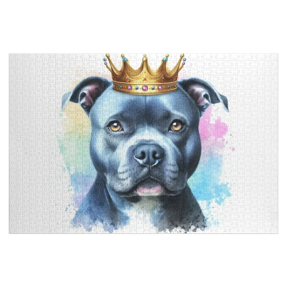 Regal Blue Staffy Wearing Crown Watercolor Portrait Jigsaw Puzzle Custom Gifts Wooden Name Puzzle
Regal Blue Staffy Wearing Crown Watercolor Portrait Jigsaw Puzzle Custom Gifts Wooden Name Puzzle