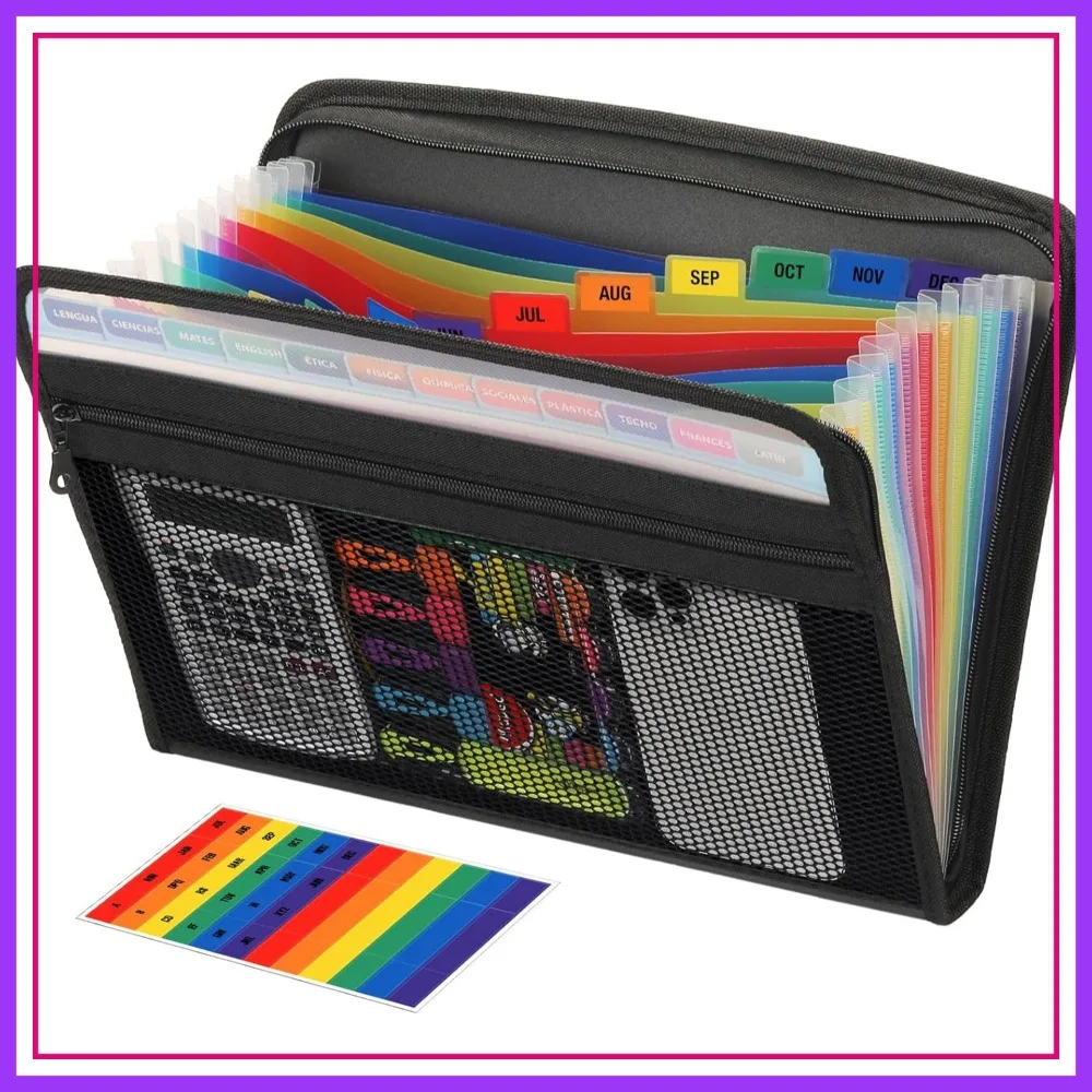 13 Pocket Expanding File Folder, Accordion Organizer with Mesh Pouch, Fit Letter Size A4, Black
13 Pocket Expanding File Folder, Accordion Organizer with Mesh Pouch, Fit Letter Size A4, Black