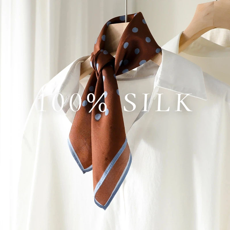 100% silk scarves woman summer spring vintage coffee blue polka dot print neck scarf retro pure silk headscarf ladies accessory
100% silk scarves woman summer spring vintage coffee blue polka dot print neck scarf retro pure silk headscarf ladies accessory