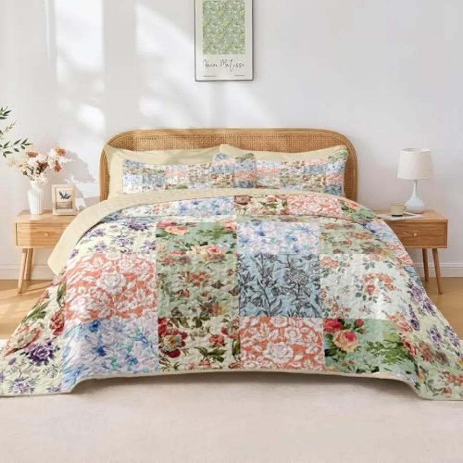 Quilt Set Size Vintage Patchwork Pcs Soft Bed Cover Bedding Set Boho Mid Century Lightweight Bedspread Coverlet with 2 Pillow S
Quilt Set Size Vintage Patchwork Pcs Soft Bed Cover Bedding Set Boho Mid Century Lightweight Bedspread Coverlet with 2 Pillow S