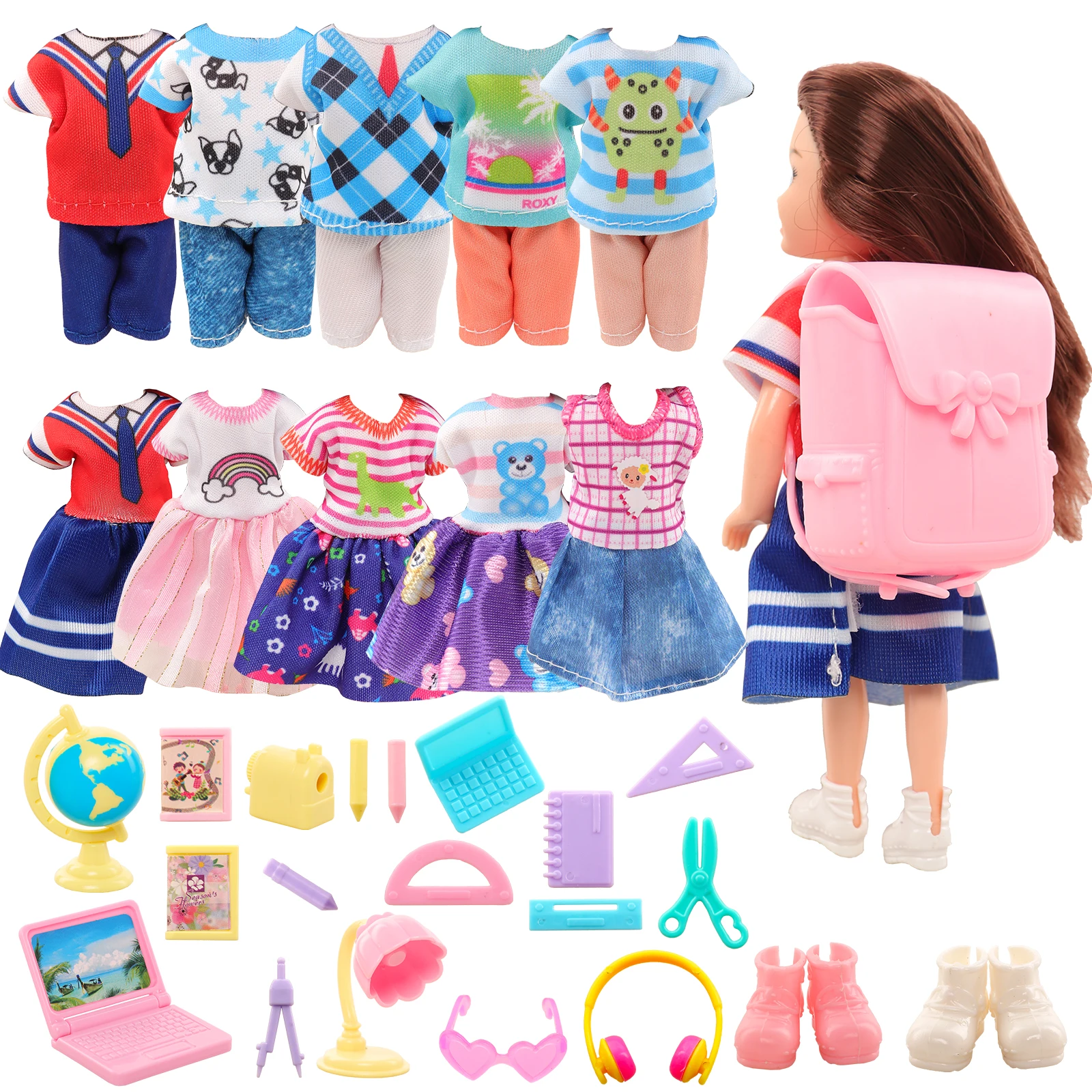 Barwa Chelsea Doll 27 Pieces=3 Tops Pants+3 Skirts+2 Shoes+19 Study Accessories Mini Doll Kids Toys
Barwa Chelsea Doll 27 Pieces=3 Tops Pants+3 Skirts+2 Shoes+19 Study Accessories Mini Doll Kids Toys