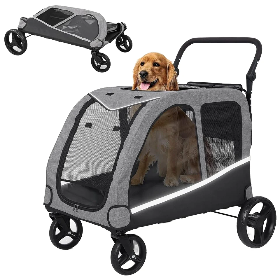 Foldable Eco-friendly Four-wheel Pet Stroller for Large/Extra Large Dogs Adjustable Handle 20kg Capacity Two-Pet Travel System
Foldable Eco-friendly Four-wheel Pet Stroller for Large/Extra Large Dogs Adjustable Handle 20kg Capacity Two-Pet Travel System