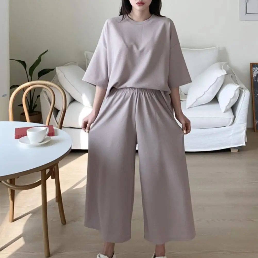 2Pcs Simple Casual T-shirt Pants Set O-neck Half Sleeve High Waist Wide Leg Daily Outfit Lounge Wear Breathable Summer Clothing
2Pcs Simple Casual T-shirt Pants Set O-neck Half Sleeve High Waist Wide Leg Daily Outfit Lounge Wear Breathable Summer Clothing