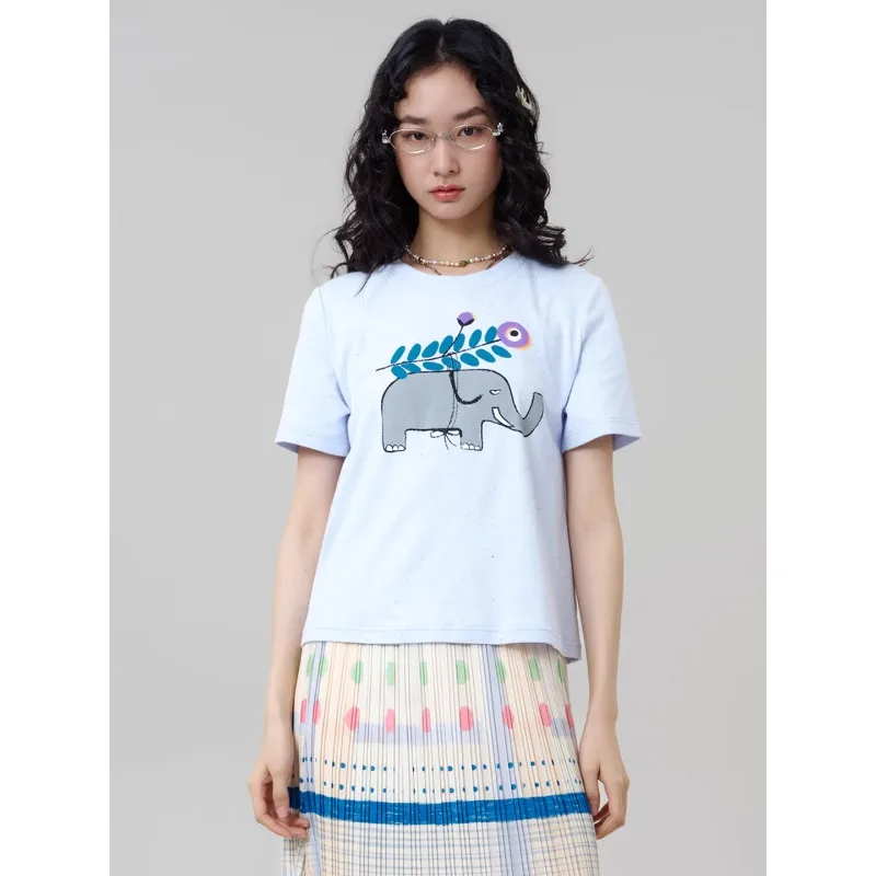 MOVEUP Short Sleeved Round Neck T-Shirt 2026 Summer New Fun Elephant Plant Color Dot Printed Casual T-Shirt For Women 3ELX10565
MOVEUP Short Sleeved Round Neck T-Shirt 2026 Summer New Fun Elephant Plant Color Dot Printed Casual T-Shirt For Women 3ELX10565