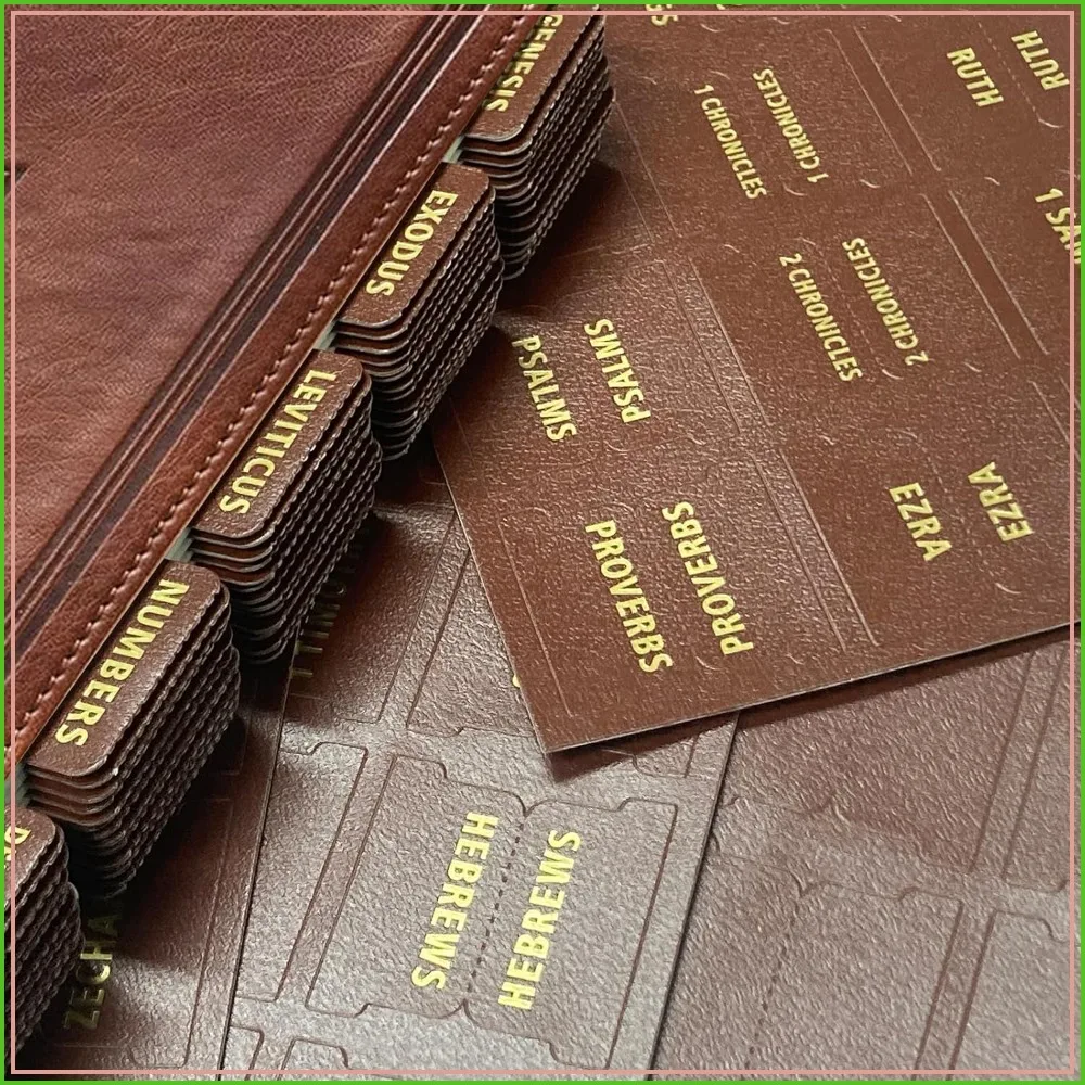 80 Large Gold Foil Laminated Bible Tabs, 66 Old New Testament + 14 Blank Self-Stick Index Tabs, Easy to Navigate (Brown)
80 Large Gold Foil Laminated Bible Tabs, 66 Old New Testament + 14 Blank Self-Stick Index Tabs, Easy to Navigate (Brown)