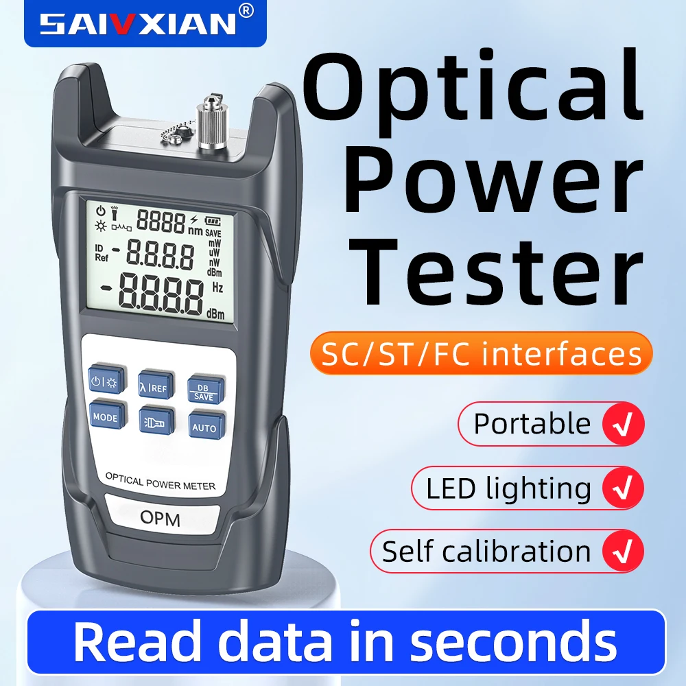 SAIVXIAN High Precision Optical Power Meter FTTH Fiber Optic Power Meter with Flash Light OPM FC/SC/ST
SAIVXIAN High Precision Optical Power Meter FTTH Fiber Optic Power Meter with Flash Light OPM FC/SC/ST