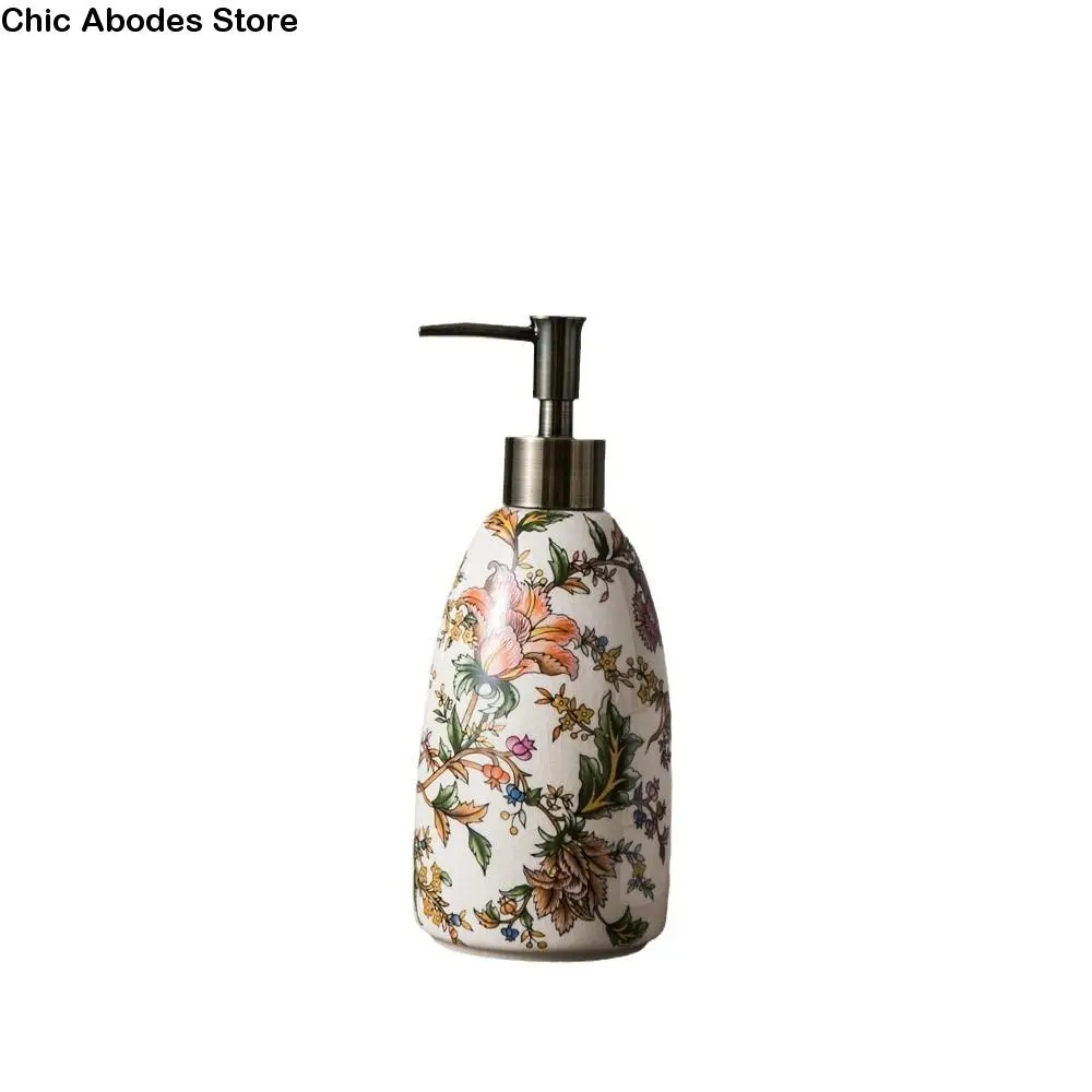 Vintage Flower Pattern Ceramic Hand Sanitizer Bottle Empty Hand Press Type Shampoo Press Bottle Reusable Leakproof
Vintage Flower Pattern Ceramic Hand Sanitizer Bottle Empty Hand Press Type Shampoo Press Bottle Reusable Leakproof