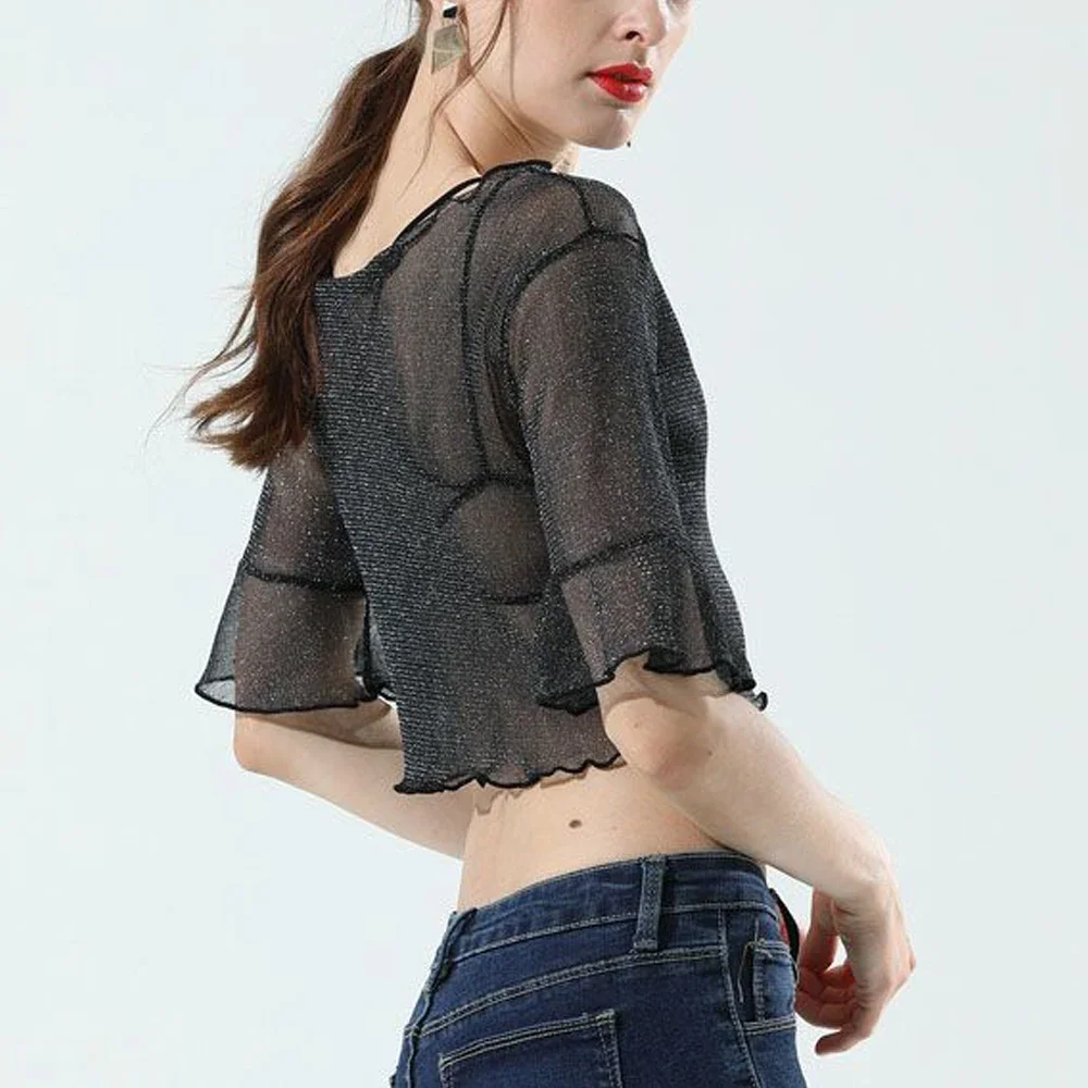 Women Silver Shiny Mini T Shirt Black White Pink Transparent Elastic Shirt Girl Bellflower Cuffs Short Sleeve Female Blouses Top
Women Silver Shiny Mini T Shirt Black White Pink Transparent Elastic Shirt Girl Bellflower Cuffs Short Sleeve Female Blouses Top