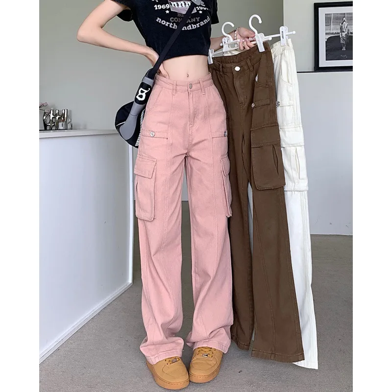 American Casual Overalls Y2K Pink Cool Women's High-waisted Straight Wide Leg Loose Skinny Denim Pants Streetwear
American Casual Overalls Y2K Pink Cool Women's High-waisted Straight Wide Leg Loose Skinny Denim Pants Streetwear