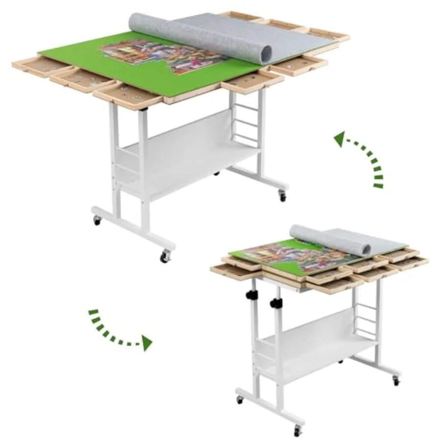 2000 Piece Foldable Puzzle Board with Height Adjustment, Jigsaw Puzzle Table with 2 Felt Cover and 8 Sorting Trays/Drawers, Puz
2000 Piece Foldable Puzzle Board with Height Adjustment, Jigsaw Puzzle Table with 2 Felt Cover and 8 Sorting Trays/Drawers, Puz