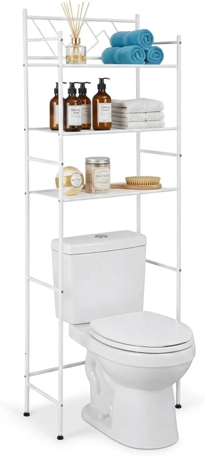 Over-The-Toilet Bathroom Storage Organizer with 3-Tier Shelves, Adjustable Feet, Freestanding Steel Frame in White
Over-The-Toilet Bathroom Storage Organizer with 3-Tier Shelves, Adjustable Feet, Freestanding Steel Frame in White
