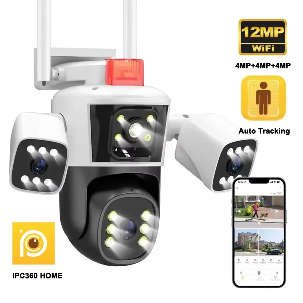IPC360 HOME 6K 12MP 3 Lens 3 Screens Wifi PTZ Camera Outdoor Color Night Vision Motion Detection Two Way Audio Security Camera
IPC360 HOME 6K 12MP 3 Lens 3 Screens Wifi PTZ Camera Outdoor Color Night Vision Motion Detection Two Way Audio Security Camera