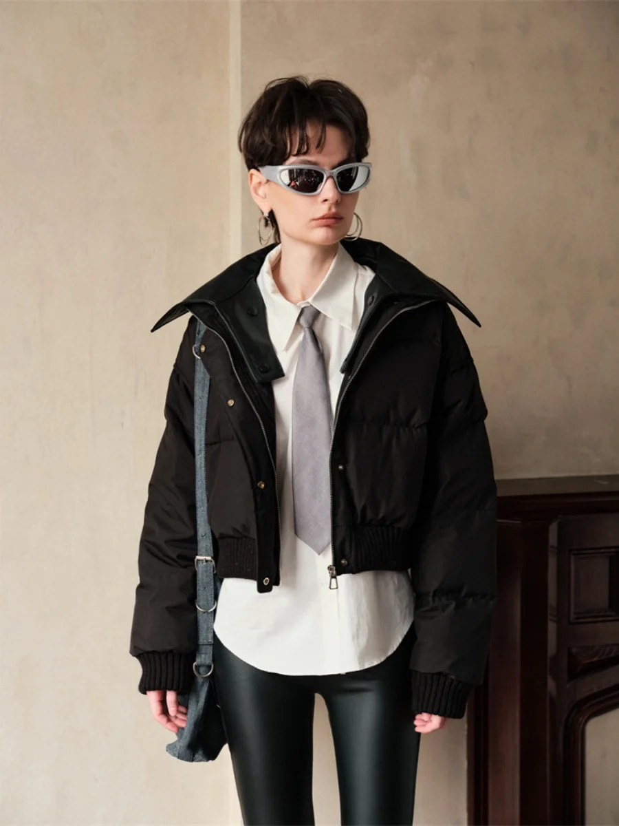 Chill Zoe Short Puffer Jacket Women's Fashionable Warm Neck Splicing Design Spring Autumn Thickened White Duck down Coat
Chill Zoe Short Puffer Jacket Women's Fashionable Warm Neck Splicing Design Spring Autumn Thickened White Duck down Coat