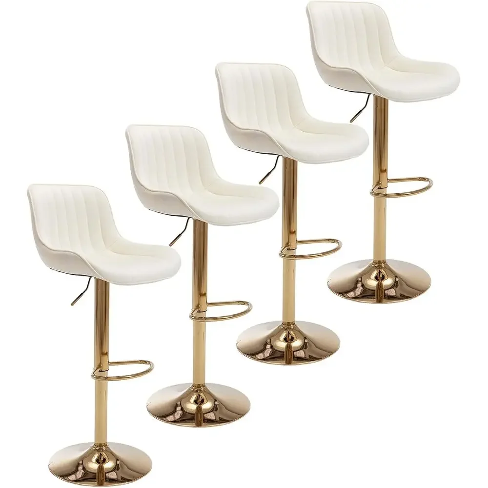 Set of 4 Velvet Swivel Bar Stools with Back and Footrest, Adjustable Gold Chairs for Kitchen Island or Bar (Beige)
Set of 4 Velvet Swivel Bar Stools with Back and Footrest, Adjustable Gold Chairs for Kitchen Island or Bar (Beige)