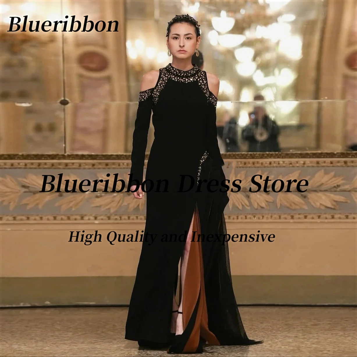 Blueribbon Luxury Prom Dresses 2026 Bespoke Beaded Long Sleeves Evening Gowns Side Slit Flutter Tulle Party Dress Customized
Blueribbon Luxury Prom Dresses 2026 Bespoke Beaded Long Sleeves Evening Gowns Side Slit Flutter Tulle Party Dress Customized