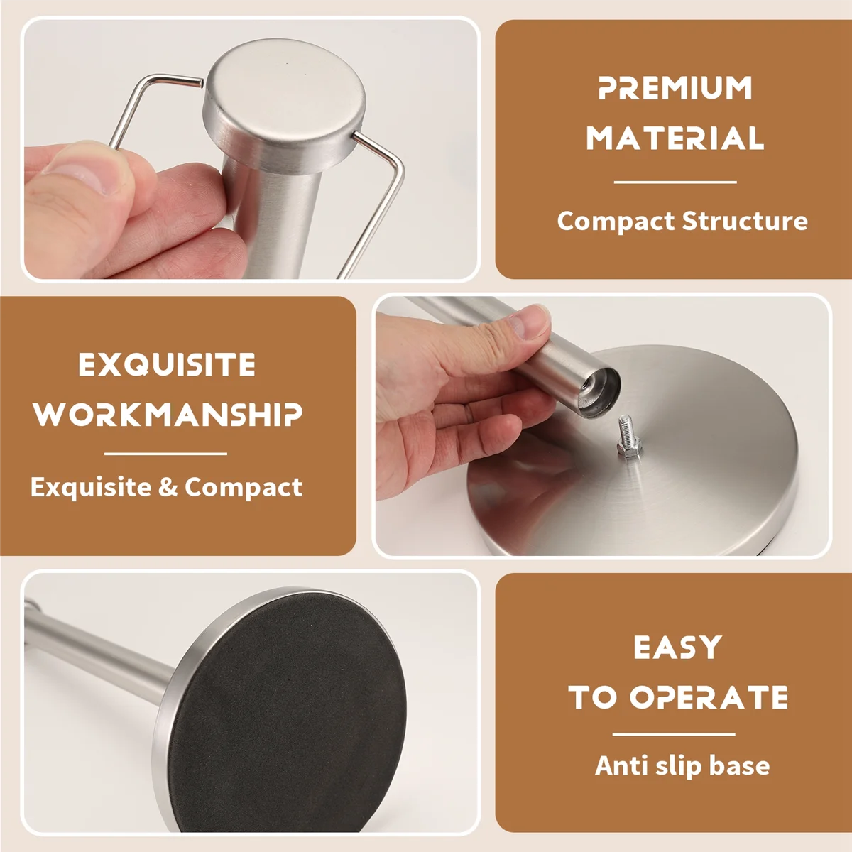 A35I Paper Towel Holder Stand with Base for Kitchen,Stainless Steel Paper Towel Dispenser,Prevent Paper Rolls From Falling
A35I Paper Towel Holder Stand with Base for Kitchen,Stainless Steel Paper Towel Dispenser,Prevent Paper Rolls From Falling