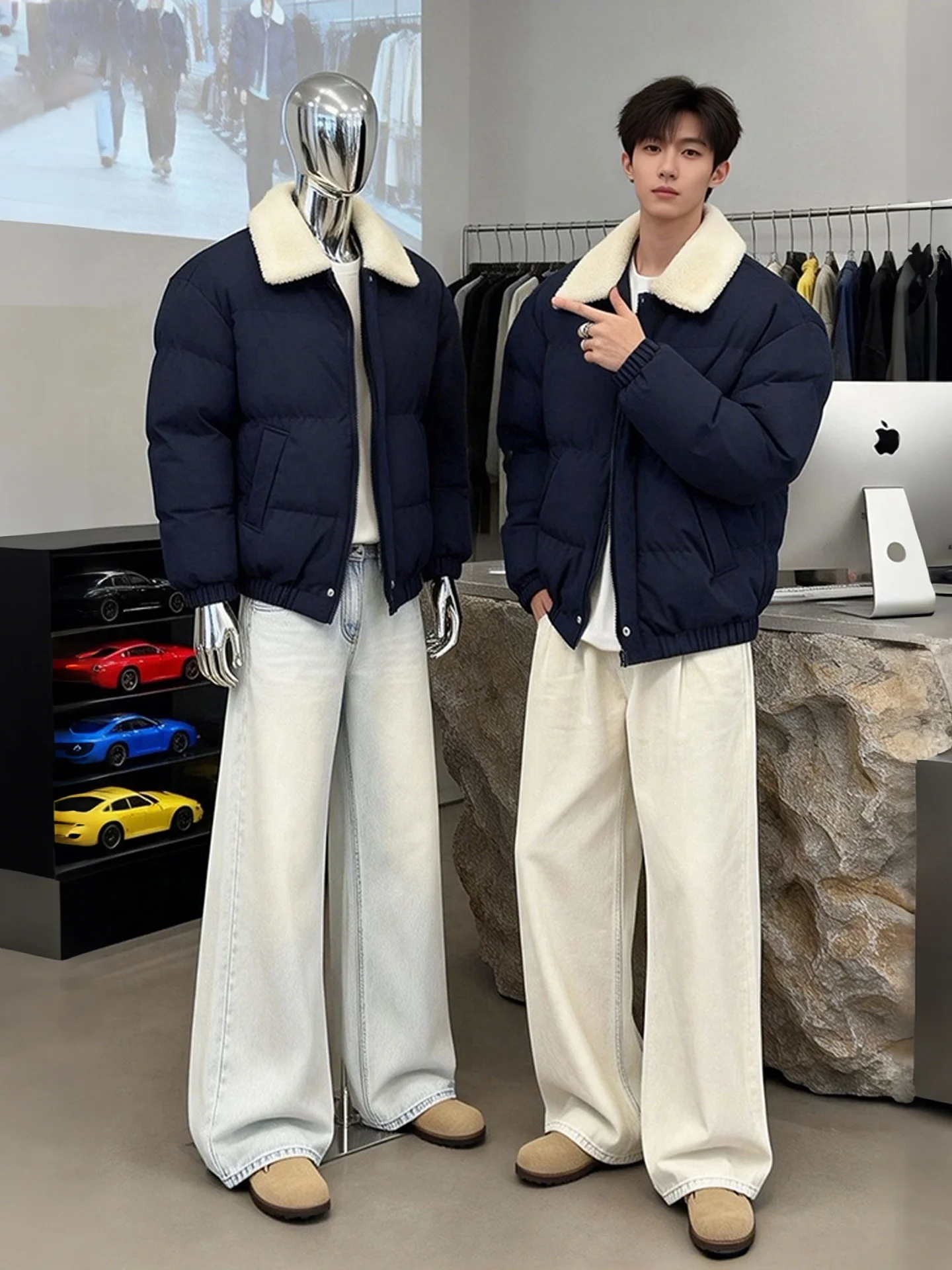 Thiened Lamb Velvet Collar Cotton Jaet Men's High-End Winter Flight Jaet American Sle Cotton Coat Stand Fit Casual
Thiened Lamb Velvet Collar Cotton Jaet Men's High-End Winter Flight Jaet American Sle Cotton Coat Stand Fit Casual