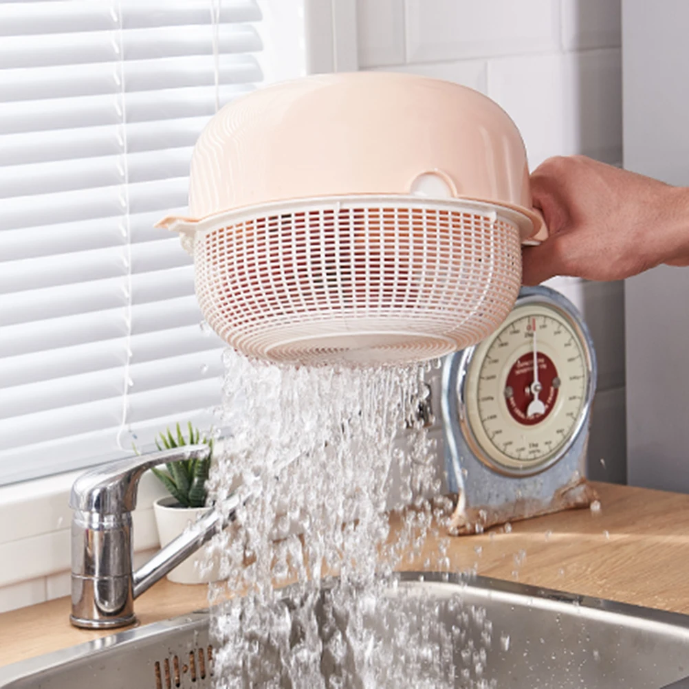 2 pcs Drain Basket Double Layers Vegetable Colander Rice Wash Strainer Pink Storage Fruit Veg Washing Bowl Portable Storage Rack
2 pcs Drain Basket Double Layers Vegetable Colander Rice Wash Strainer Pink Storage Fruit Veg Washing Bowl Portable Storage Rack