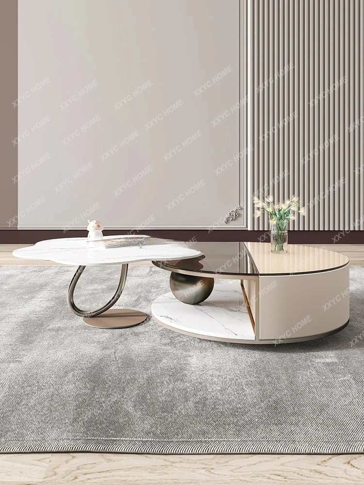 Light luxury rock slab petal coffee table TV cabinet telescopic modern simple creative round cream wind
Light luxury rock slab petal coffee table TV cabinet telescopic modern simple creative round cream wind