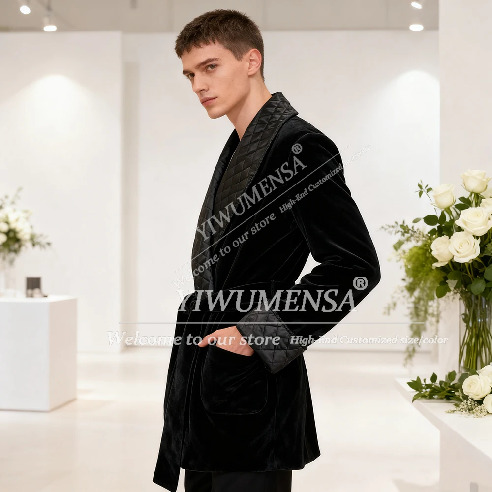 Элегантный мужской бархатный пиджак, двубортный пиджак, британский стиль, курящий жених, вечернее мужское пальто по индивидуальному заказу
Элегантный мужской бархатный пиджак, двубортный пиджак, британский стиль, курящий жених, вечернее мужское пальто по индивидуальному заказу