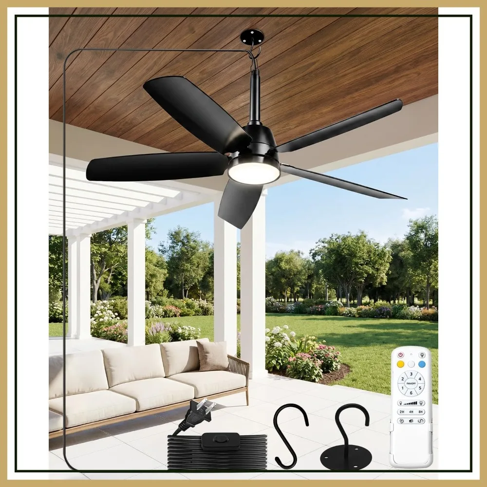 NWOP 36" Plug-In Outdoor Ceiling Fan with Light & Remote, Waterproof Patio Fan, 5 Blades for Porch Gazebo, Quiet Modern Black
NWOP 36" Plug-In Outdoor Ceiling Fan with Light & Remote, Waterproof Patio Fan, 5 Blades for Porch Gazebo, Quiet Modern Black