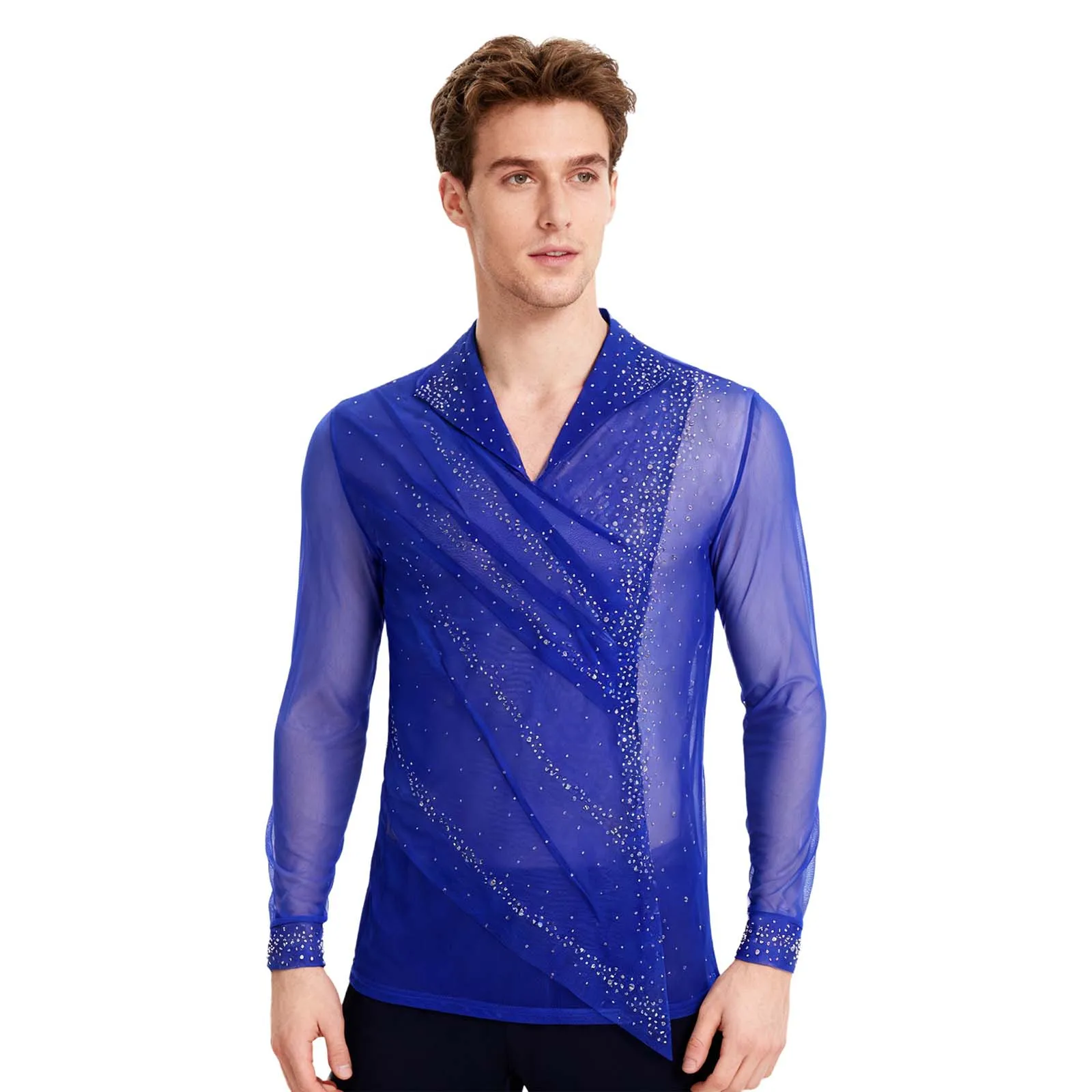 Men Latin Jazz Dance Shirts Tops Sheer Mesh Long Sleeve Ballet Dance Ballroom Tango Rumba Gymnastics Costume Dancewear Pullover
Men Latin Jazz Dance Shirts Tops Sheer Mesh Long Sleeve Ballet Dance Ballroom Tango Rumba Gymnastics Costume Dancewear Pullover
