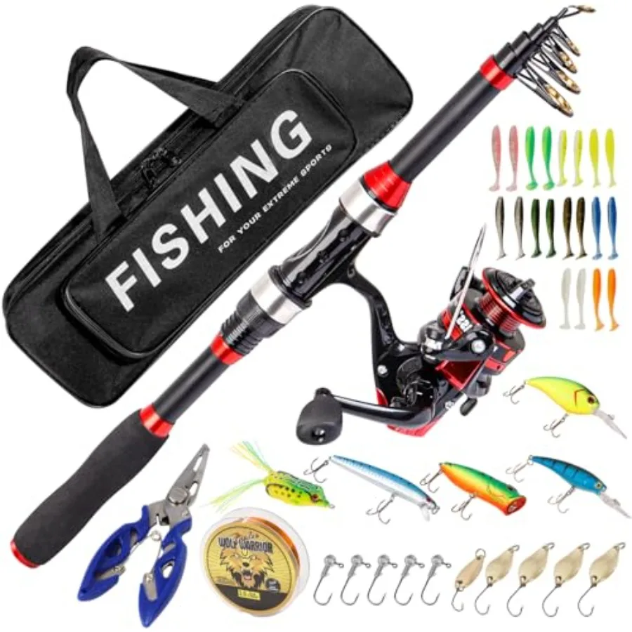 Fishing Rod and Reel Combos with Fiberglass Telescopic Fishing Pole - Spinning Reel Fishing Carrier Bag Freshwater and Saltwate
Fishing Rod and Reel Combos with Fiberglass Telescopic Fishing Pole - Spinning Reel Fishing Carrier Bag Freshwater and Saltwate