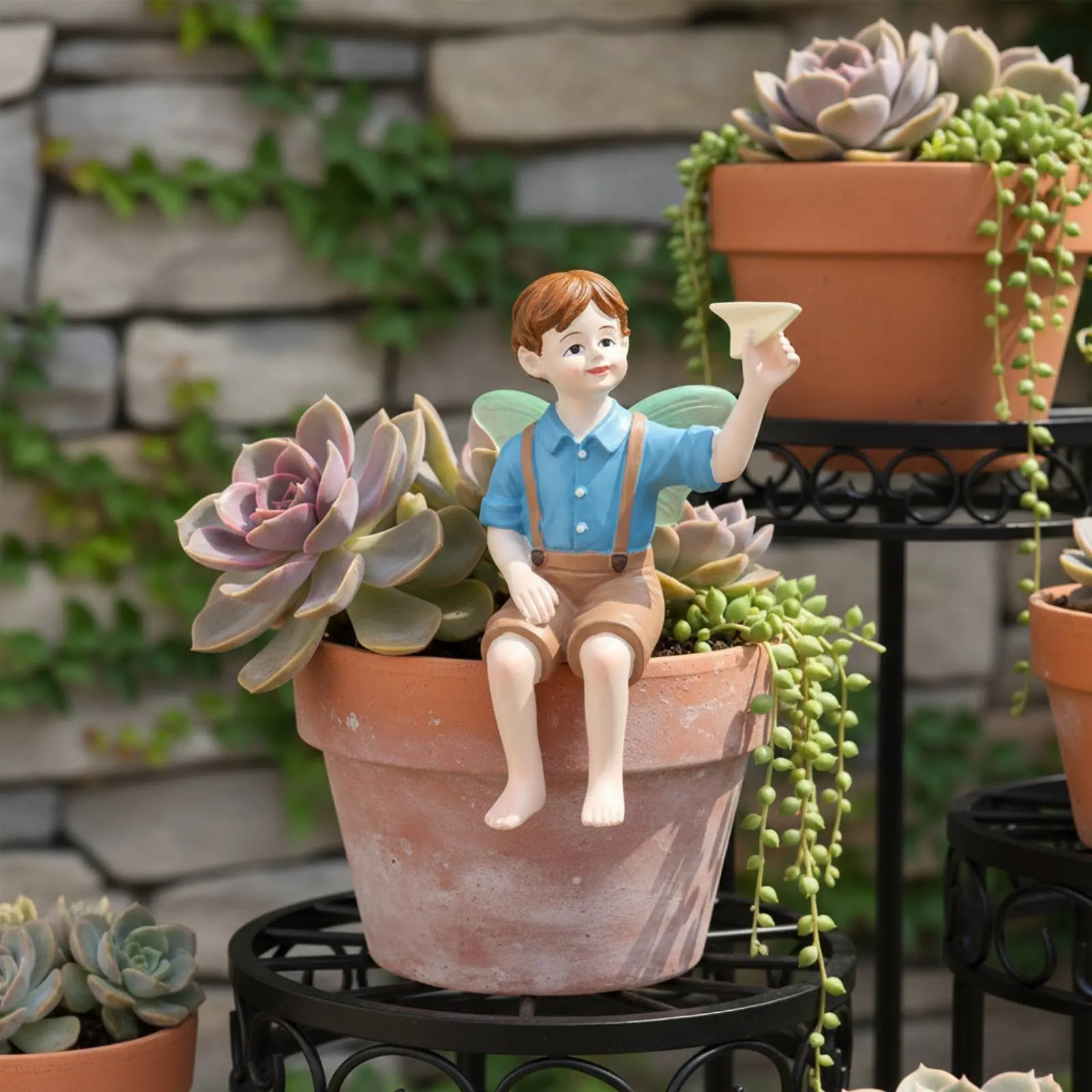 Feathered Boy with Paper Airplane Ornament Resin Craft Glow in the Dark Boy Statue House Decoration for Garden, Patio
Feathered Boy with Paper Airplane Ornament Resin Craft Glow in the Dark Boy Statue House Decoration for Garden, Patio