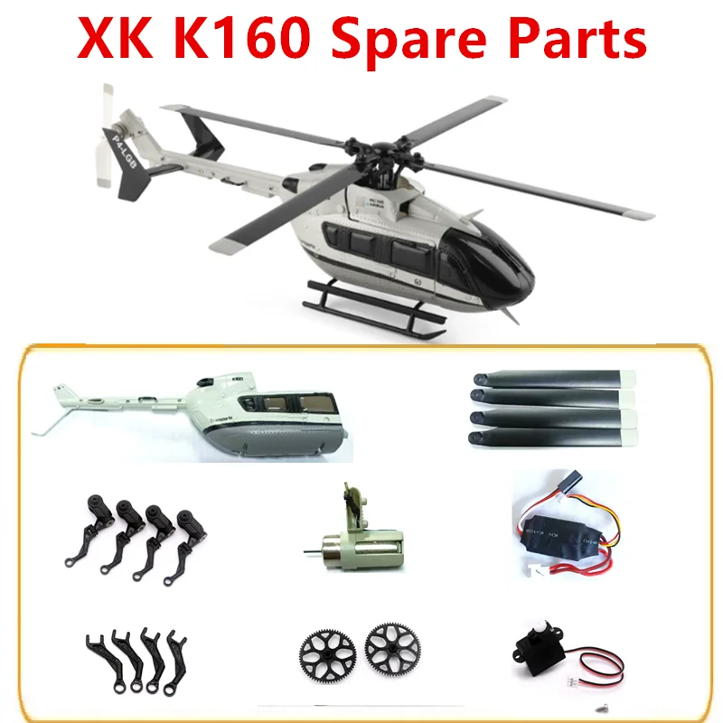 WltoysXK K160 RC Helicopter Spare Parts Main Blade Gear Tail Motor Rotor Head Servo ESC Receiver Shell Shaft Swashplate Battery
WltoysXK K160 RC Helicopter Spare Parts Main Blade Gear Tail Motor Rotor Head Servo ESC Receiver Shell Shaft Swashplate Battery