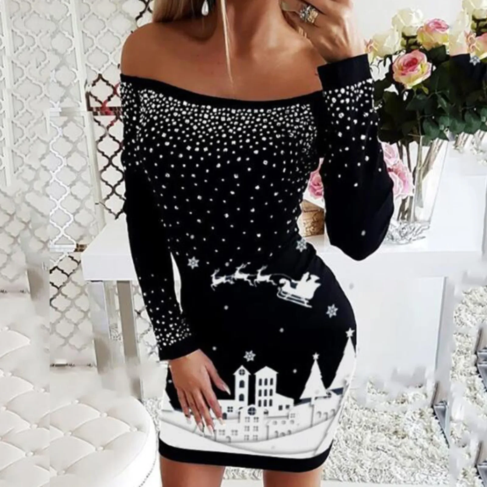 Christmas Dresses for Women Christmas Print Off Shoulder Long Sleeve O-neck Casual Bodycon Mini Dress 2023 Fashion Autumn
Christmas Dresses for Women Christmas Print Off Shoulder Long Sleeve O-neck Casual Bodycon Mini Dress 2023 Fashion Autumn