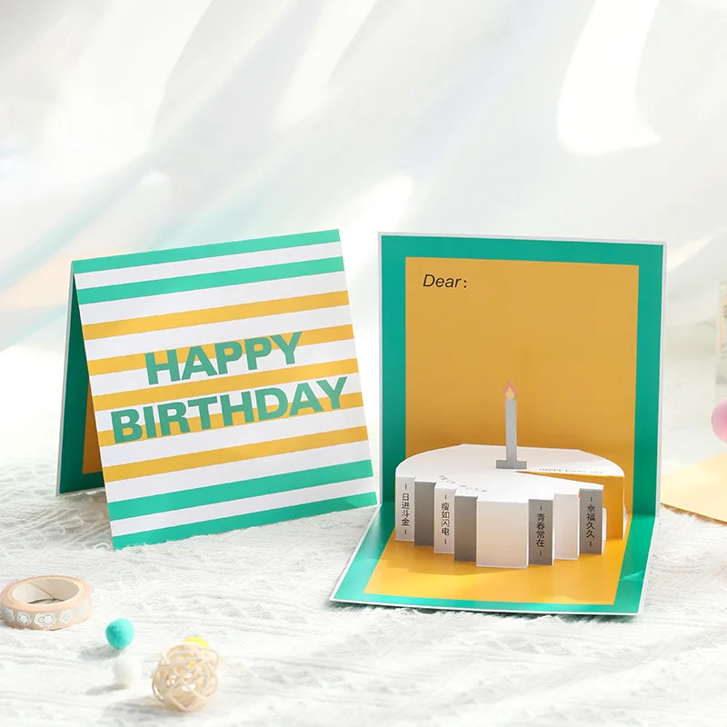 Pop up Happy Birthday Cards Yellow Green Cake Card Creative Handmade Paper Carving Gratitude and Blessings 3D Cartoon Gift
Pop up Happy Birthday Cards Yellow Green Cake Card Creative Handmade Paper Carving Gratitude and Blessings 3D Cartoon Gift