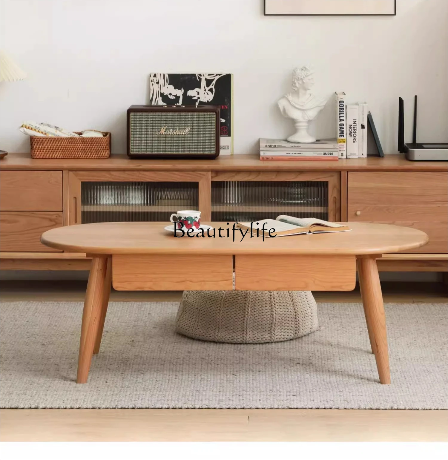 Nordic solid wood coffee table simple multi-function with drawers Japanese cherry wood coffee table
Nordic solid wood coffee table simple multi-function with drawers Japanese cherry wood coffee table