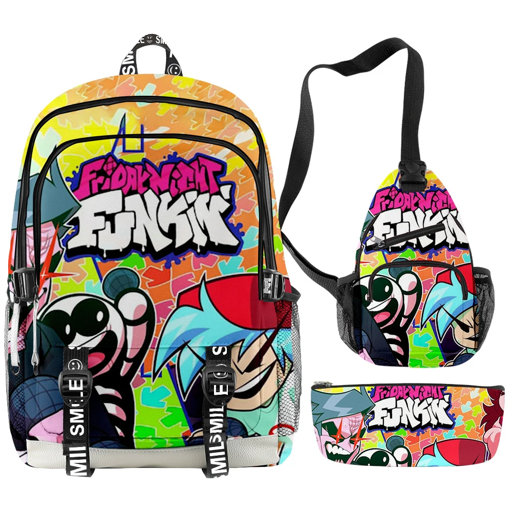 Роскошная новинка Friday Night Funkin с 3D принтом, 3 шт./компл., школьные сумки для студентов, многофункциональный дорожный рюкзак, нагрудная сумка, пенал 
Роскошная новинка Friday Night Funkin с 3D принтом, 3 шт./компл., школьные сумки для студентов, многофункциональный дорожный рюкзак, нагрудная сумка, пенал