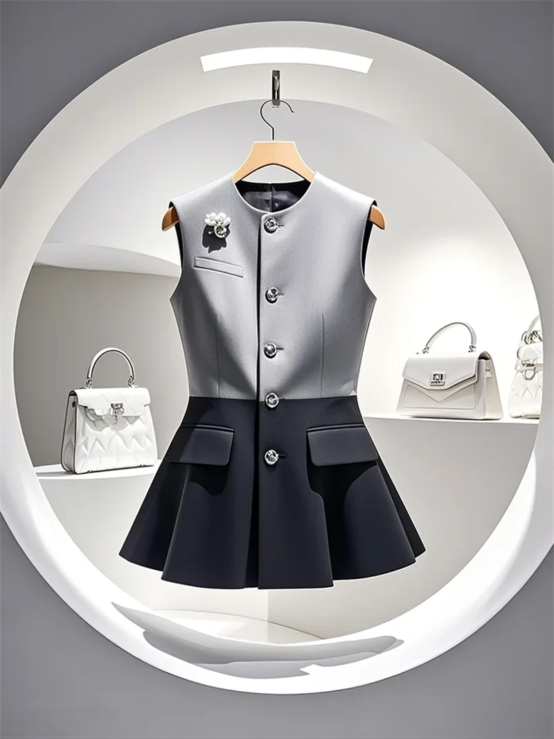 New Runway Fashion Design Vest Women High End Elegant Contrast Color Single Breasted Patchwork Slim Waist Jacket Outwear
New Runway Fashion Design Vest Women High End Elegant Contrast Color Single Breasted Patchwork Slim Waist Jacket Outwear