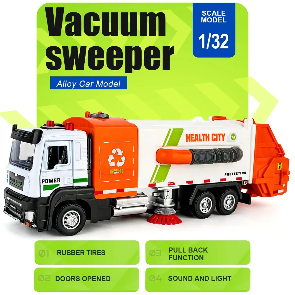 1:32 Vacuum Sanitation Sweeper Car Model Toy Doors Opened Sound Light Cars Pull Back Alloy Body Models for Child Hobby Gift
1:32 Vacuum Sanitation Sweeper Car Model Toy Doors Opened Sound Light Cars Pull Back Alloy Body Models for Child Hobby Gift
