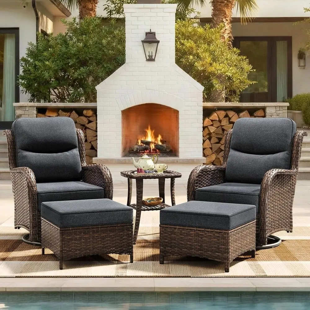 Luxury 5-Piece Patio Furniture Set with Thick Cushions, Weather-Resistant Wicker High Back Swivel Rocker Chairs, Ideal for Small
Luxury 5-Piece Patio Furniture Set with Thick Cushions, Weather-Resistant Wicker High Back Swivel Rocker Chairs, Ideal for Small