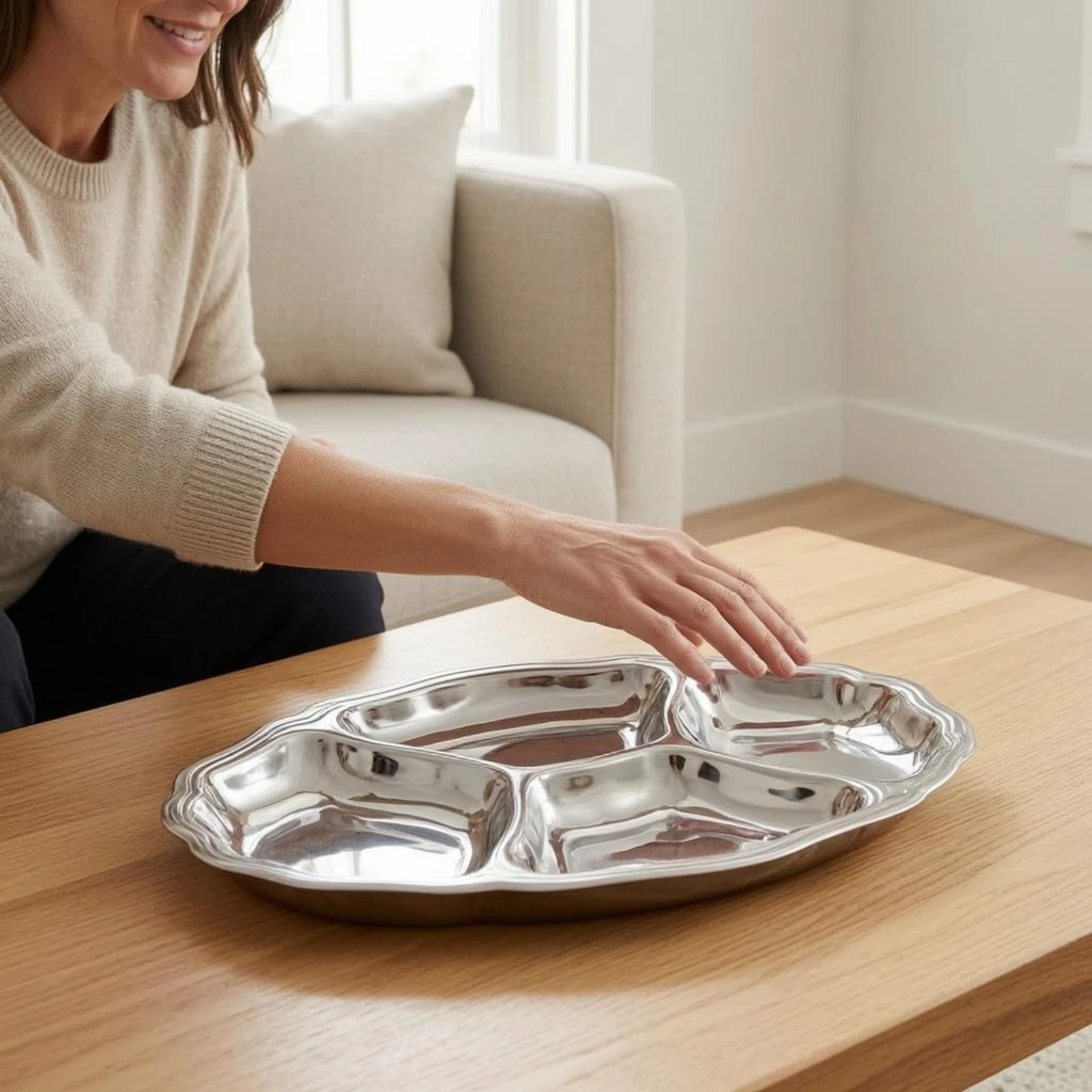 Divided Serving Plate Compartmented Stainless Steel Serving Plate Serveware Contoured Tableware Dishwasher Safe
Divided Serving Plate Compartmented Stainless Steel Serving Plate Serveware Contoured Tableware Dishwasher Safe