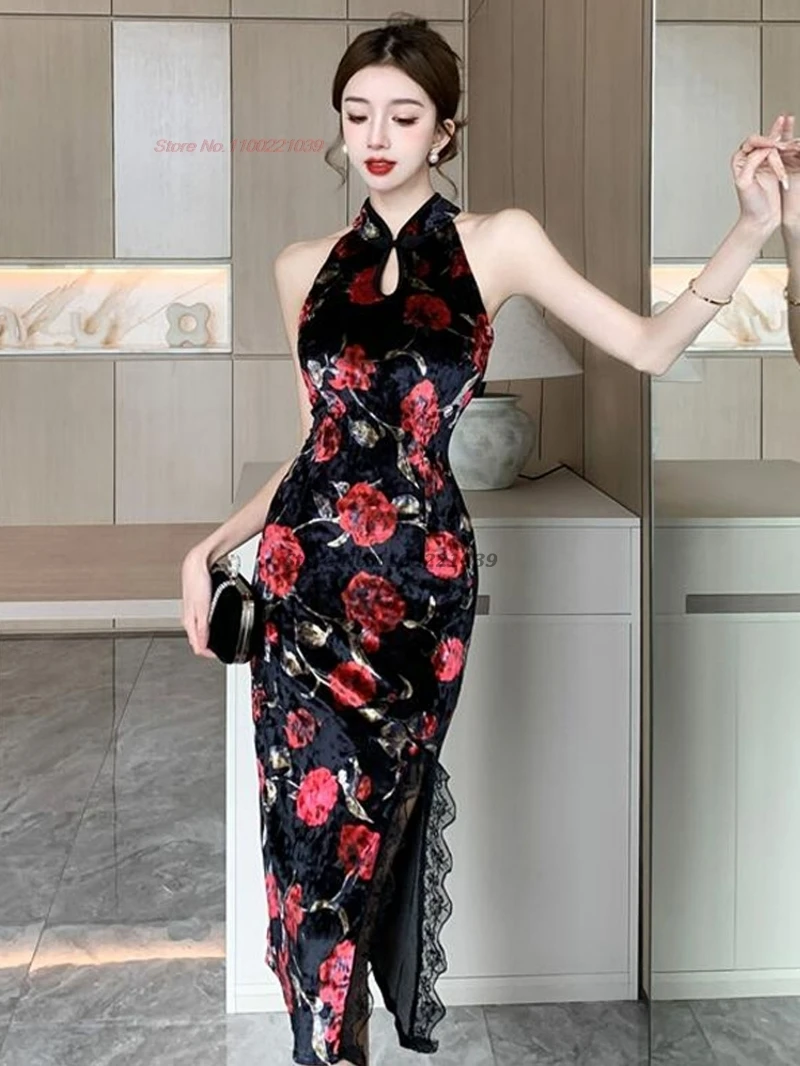 2025 chinese improved cheongsam sleeveless velvet qipao flower print evening party dress vintage banquet nightclub dress qipao
2025 chinese improved cheongsam sleeveless velvet qipao flower print evening party dress vintage banquet nightclub dress qipao